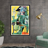 Artist6 - Art - Seated Figure With Yellow Background - Framed Wall Art