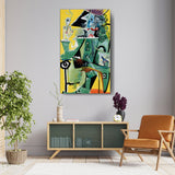 Seated Figure With Yellow Background - Wall Canvas