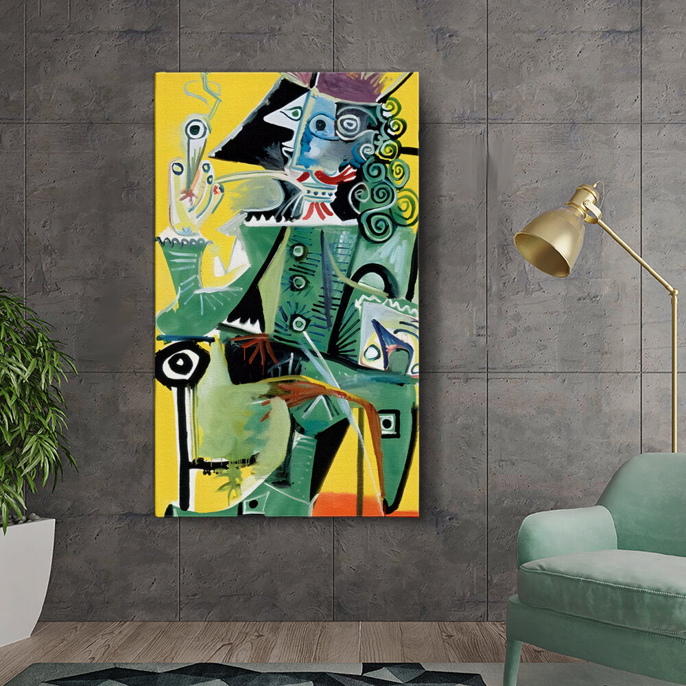 Artist6 - Art - Seated Figure With Yellow Background - Wall Canvas