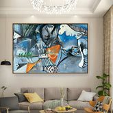 Artist6 - Art - Abstract Composition With Bird And Shapes - Floating Framed Canvas