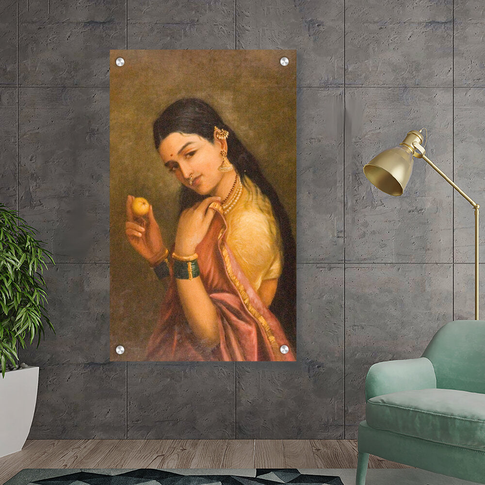 Ravi - Varma - Woman Holding A Fruit - Acrylic Wall Photo