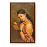 Woman Holding A Fruit - Framed Canvas