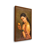 Woman Holding A Fruit - Framed Canvas