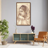Woman With Melancholy - Framed Canvas