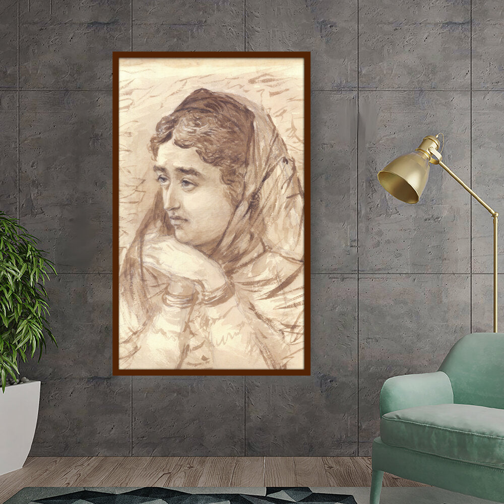 Ravi - Varma - Woman With Melancholy - Framed Canvas