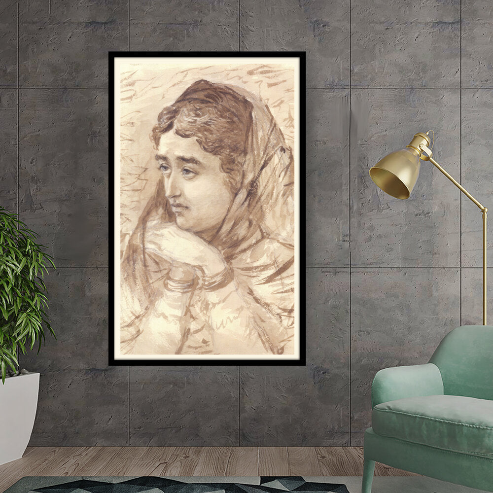 Ravi - Varma - Woman With Melancholy - WALL MOUNT FRAME
