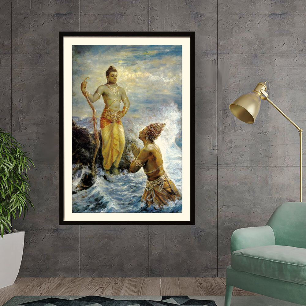Ravi - Varma - Samudra Greets Lord Rama - WALL MOUNT FRAME