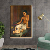 Ravi - Varma - The Baby And Princess - FLOATING FRAME