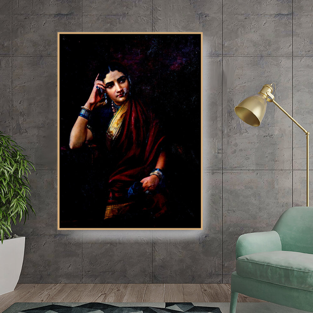 Ravi - Varma - Maharashtrian Woman - FLOATING FRAME