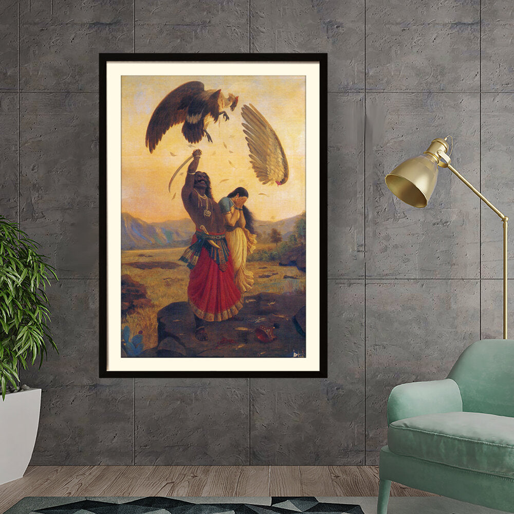 Ravi - Varma - Ravana Carrying Sita - WALL MOUNT FRAME