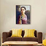 Raja Ravi Varma Radha In The Moonlight - Canvas Float Frame