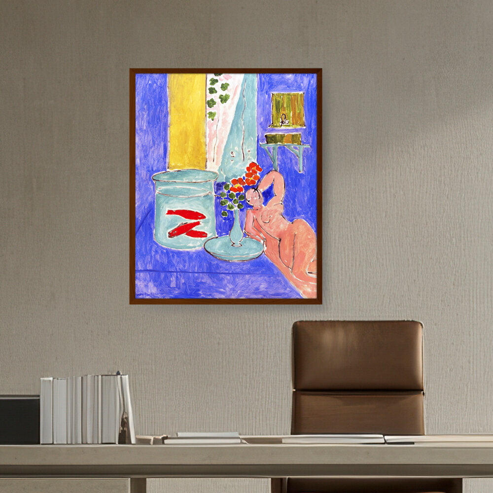 Goldfish And Sculpture - Framed Canvas