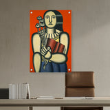 Abstract - Moderen - Woman With A Book - Acrylic Wall Photo