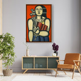 Woman With A Book - Framed Canvas