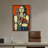 Abstract - Moderen - Woman With A Book - Framed Canvas