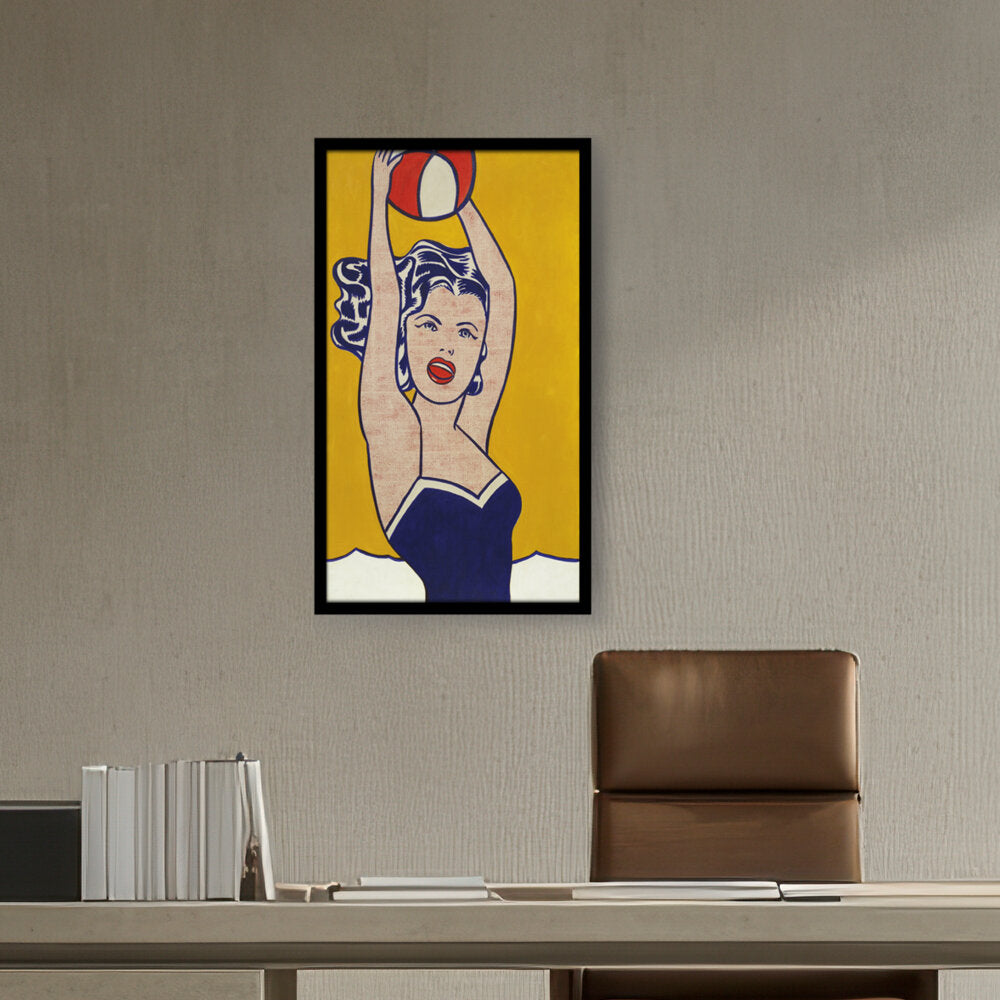 Girl With Ball - Framed Canvas