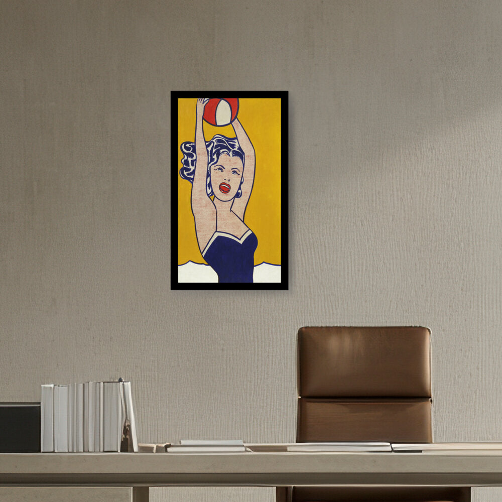 Girl With Ball - Framed Canvas