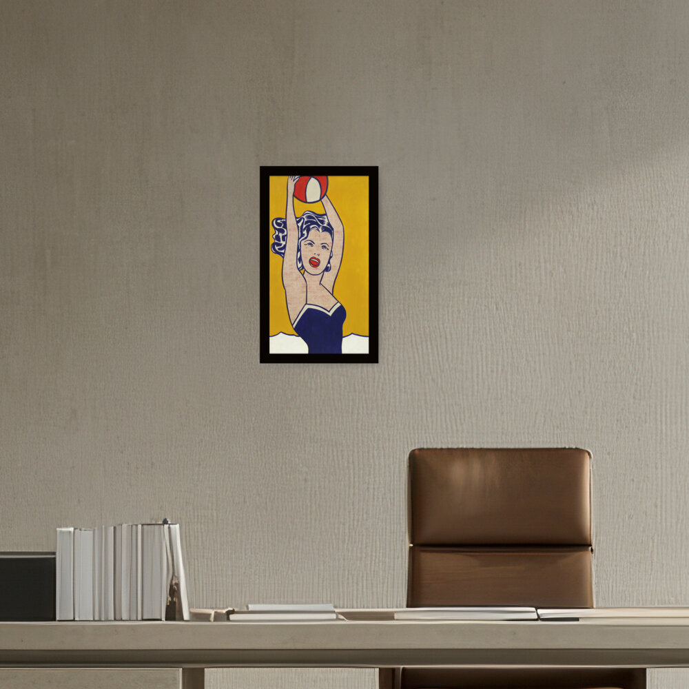 Girl With Ball - Framed Canvas