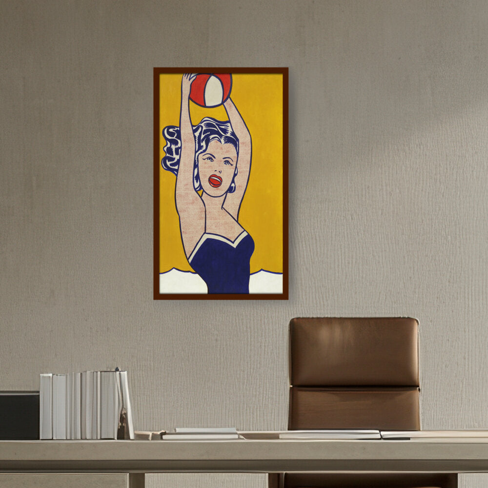 Girl With Ball - Framed Canvas