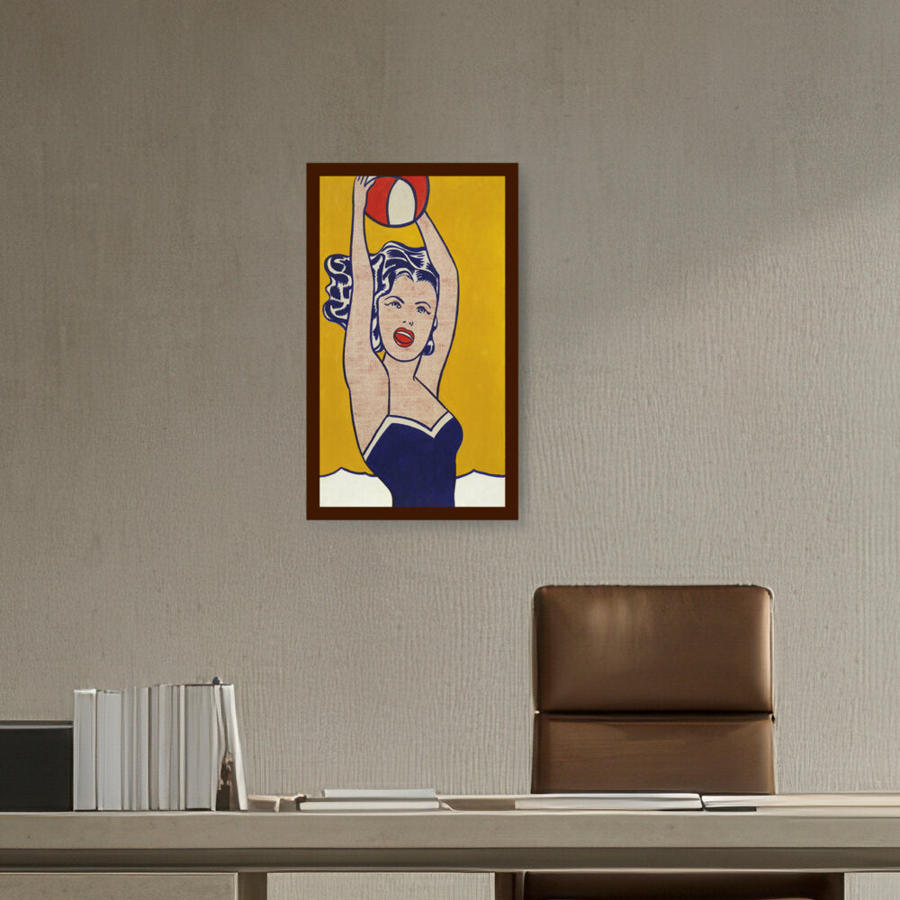 Girl With Ball - Framed Canvas