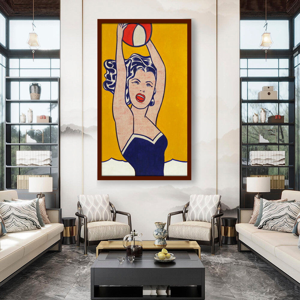 Girl With Ball - Framed Canvas