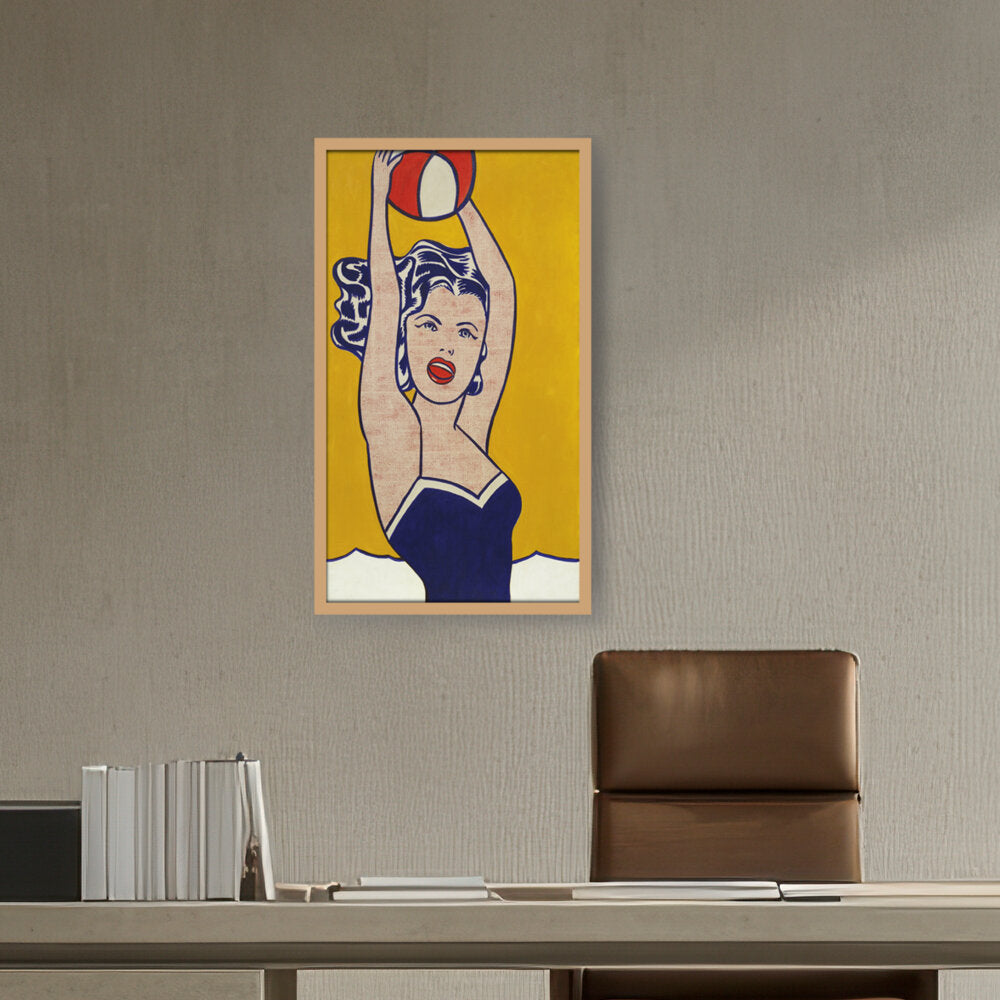 Girl With Ball - Framed Canvas