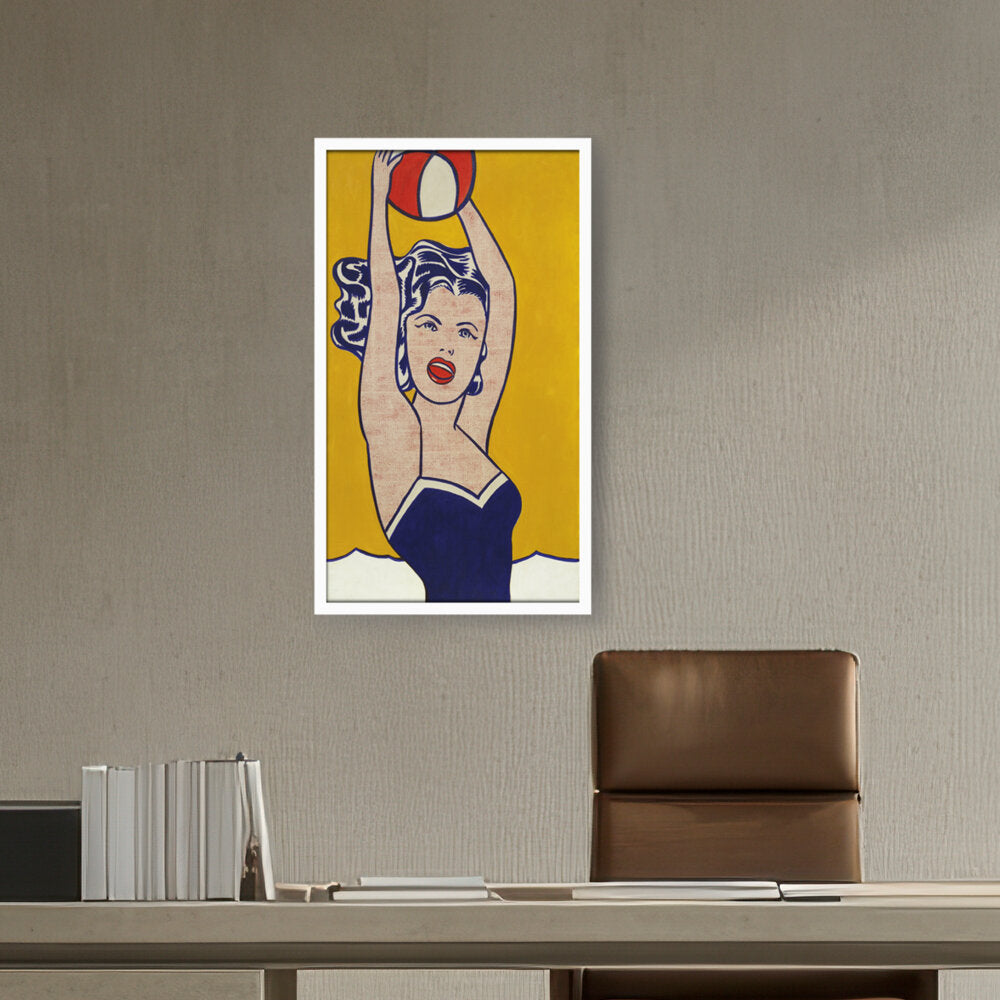 Girl With Ball - Framed Canvas