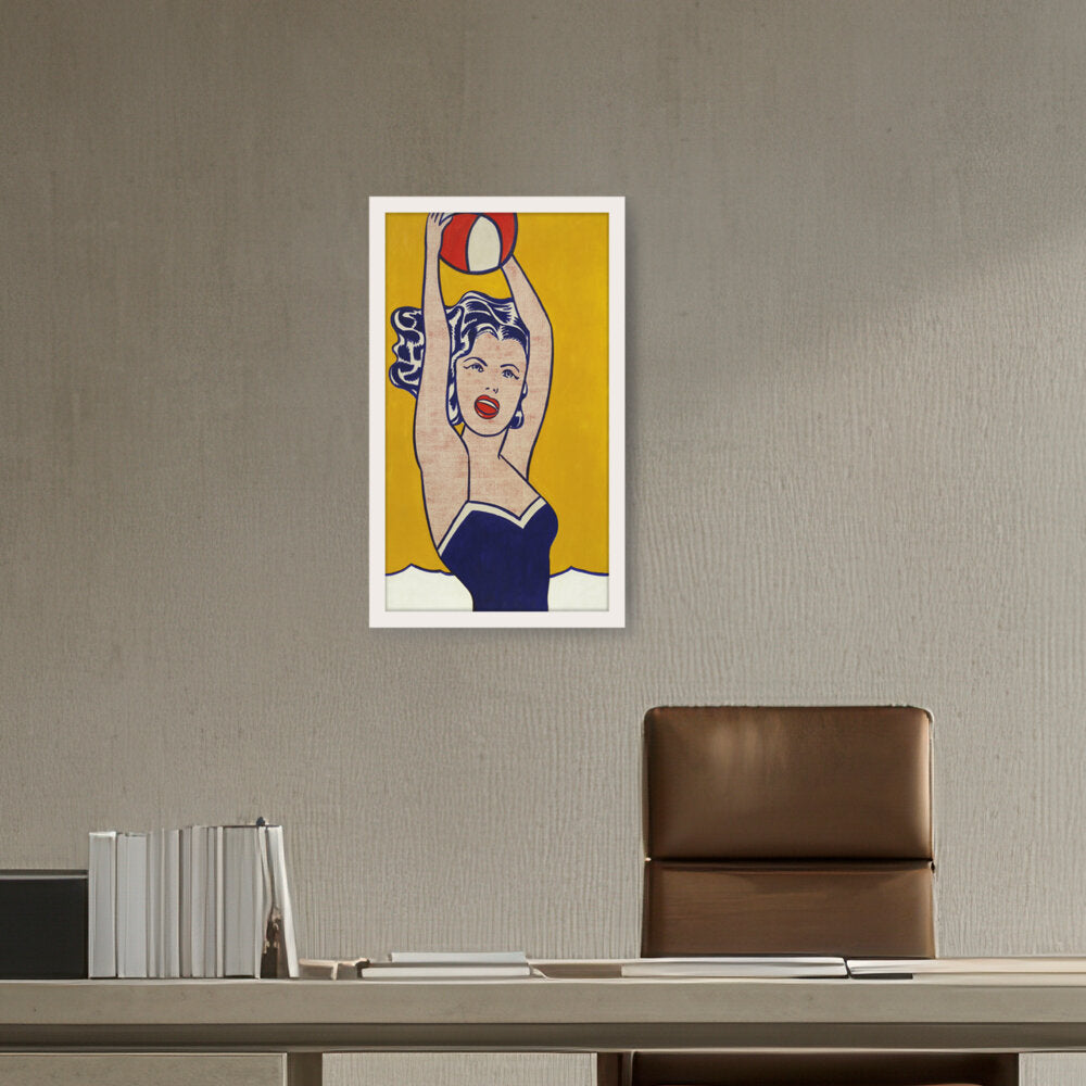 Girl With Ball - Framed Canvas