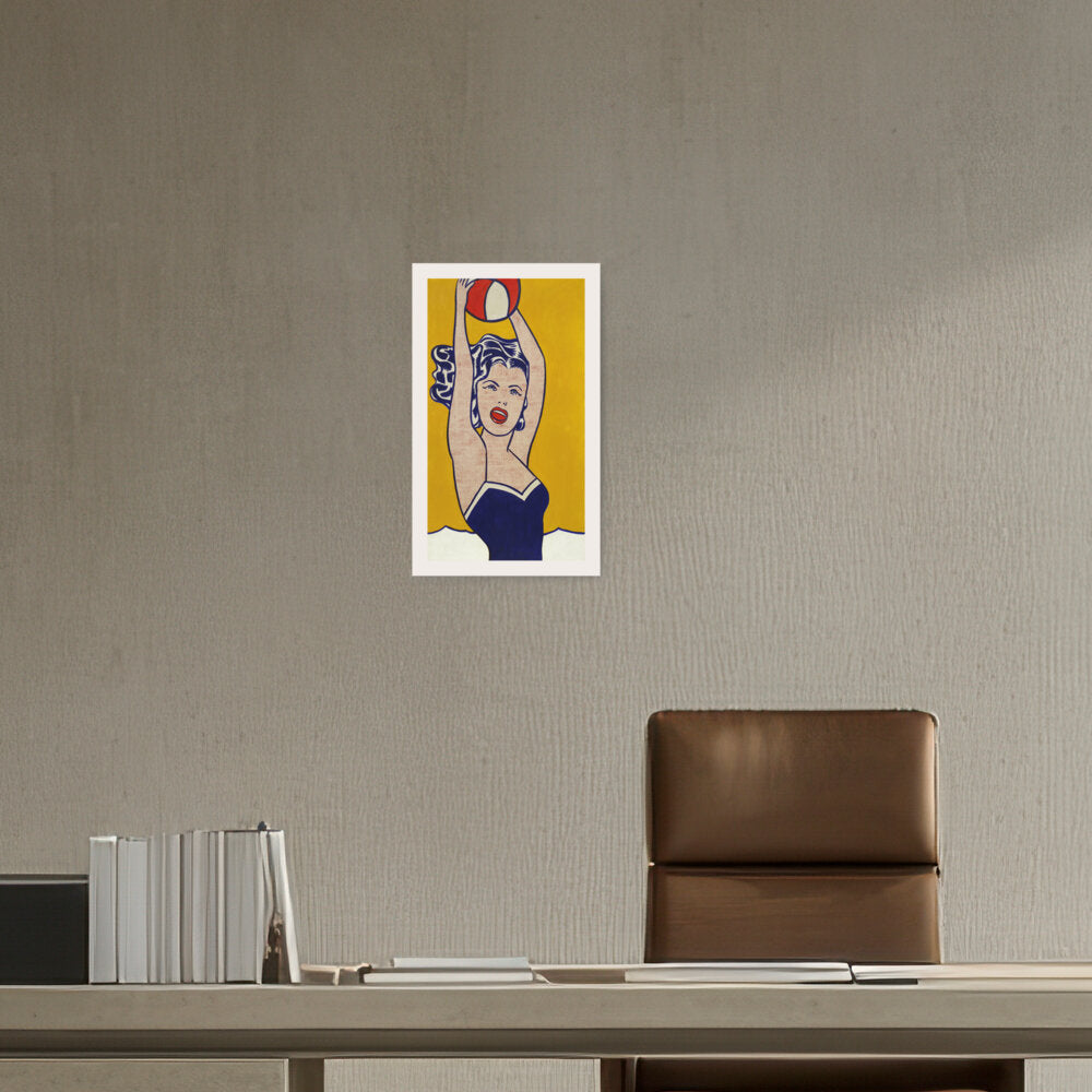 Girl With Ball - Framed Canvas