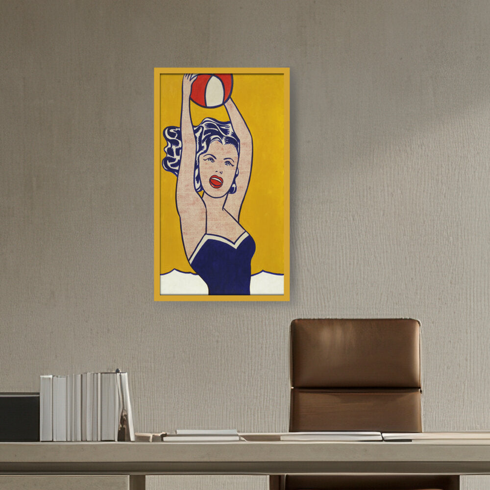 Girl With Ball - Framed Canvas