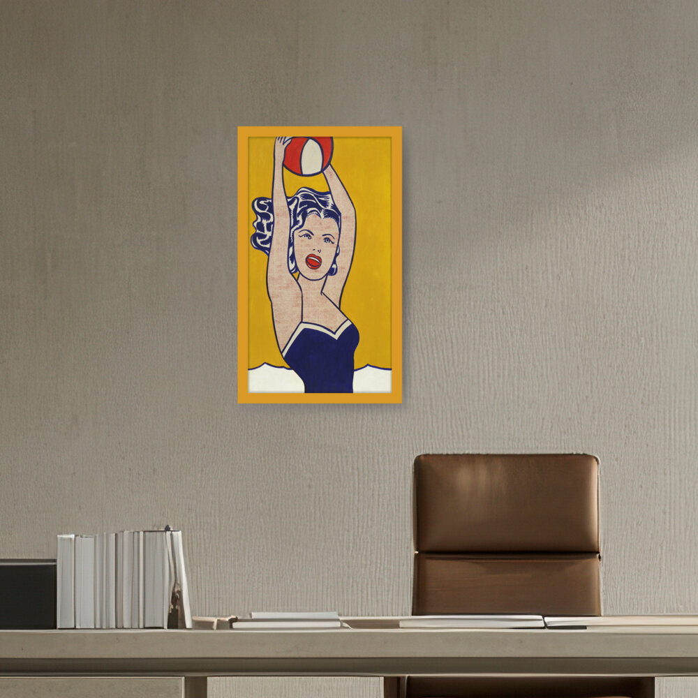 Girl With Ball - Framed Canvas
