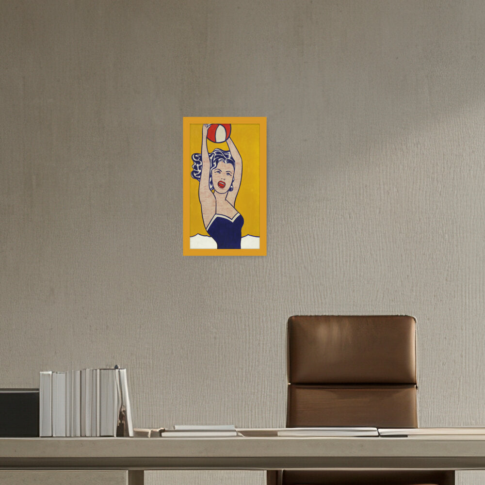 Girl With Ball - Framed Canvas