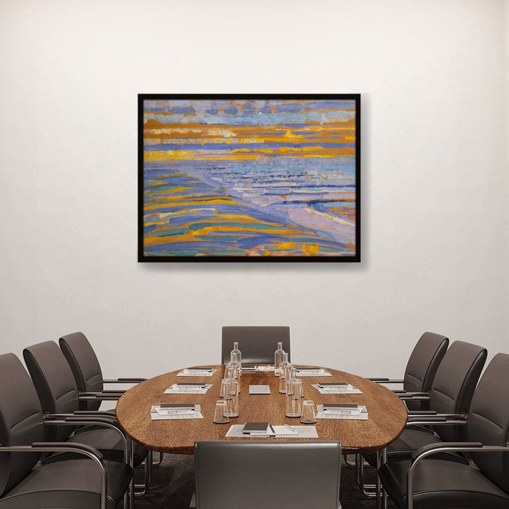 View From The Dunes With Beach - Framed Canvas