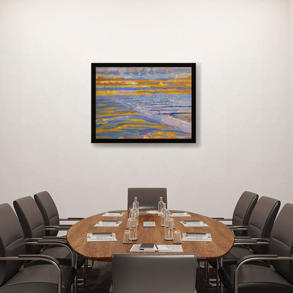 View From The Dunes With Beach - Framed Canvas