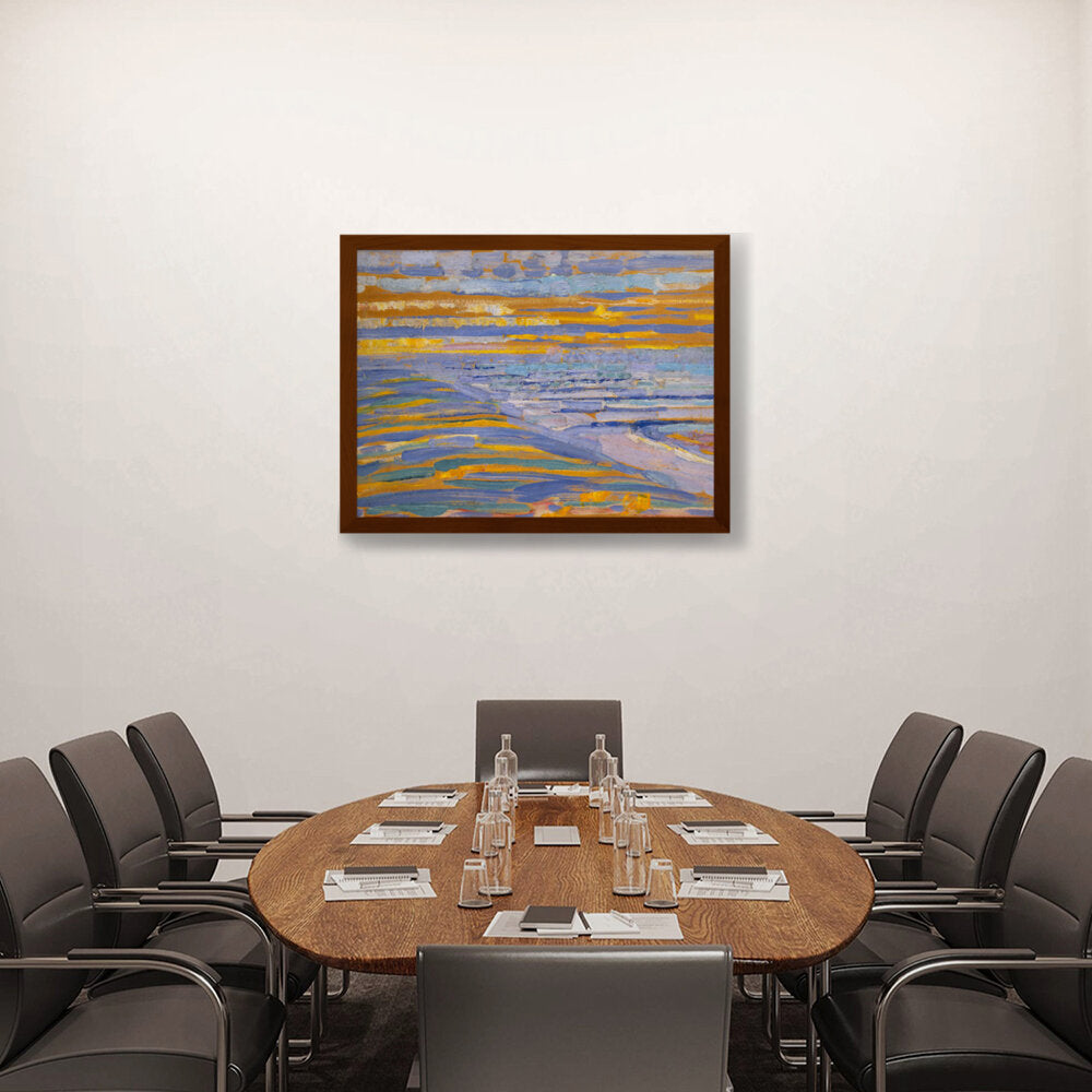 View From The Dunes With Beach - Framed Canvas