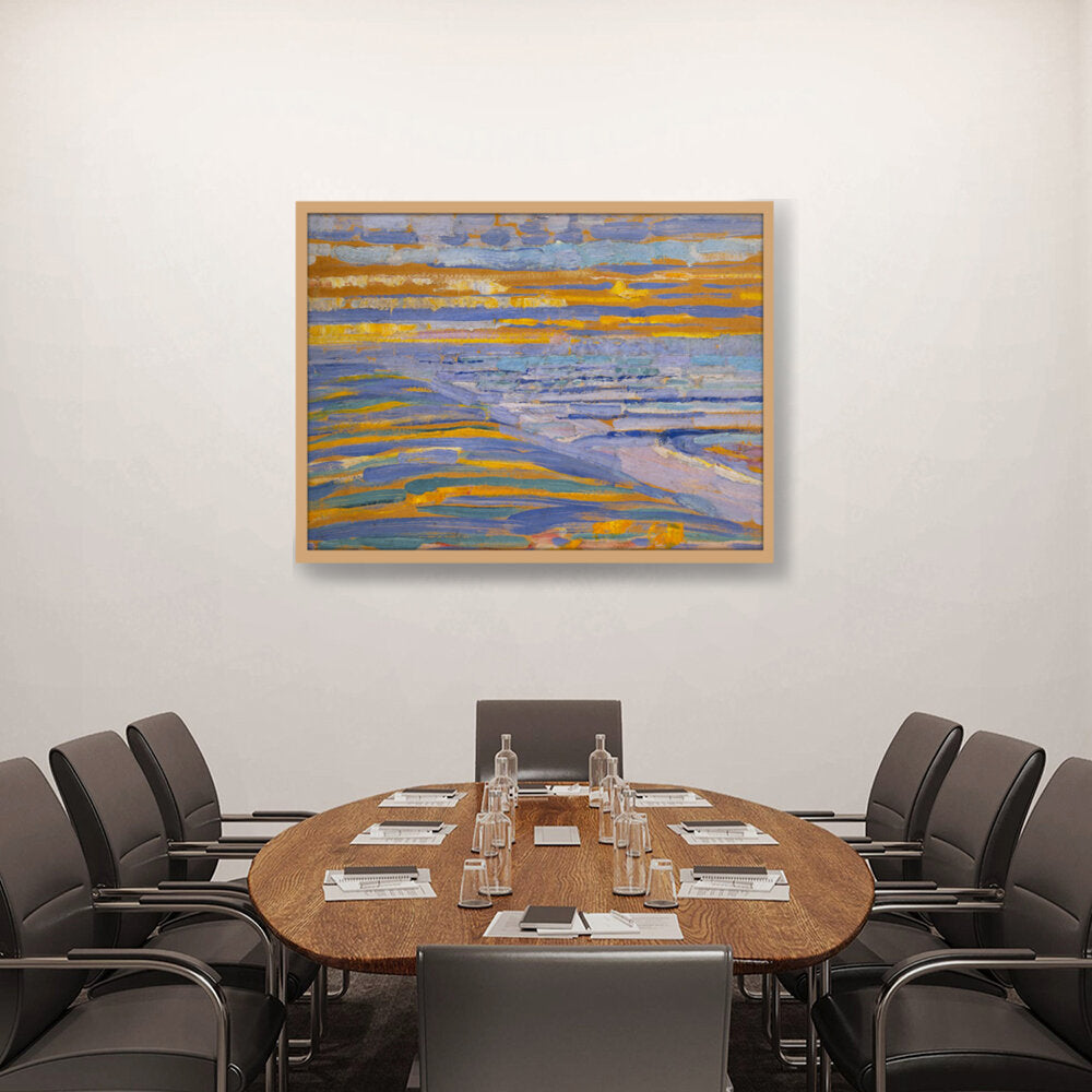 View From The Dunes With Beach - Framed Canvas