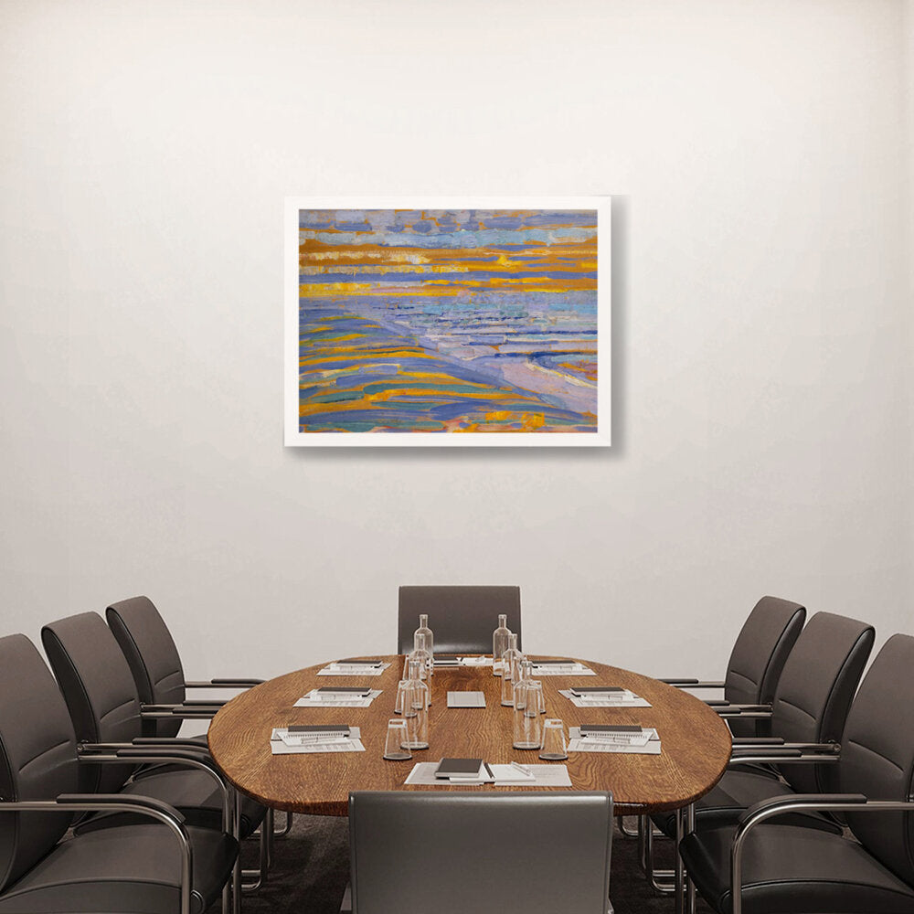 View From The Dunes With Beach - Framed Canvas