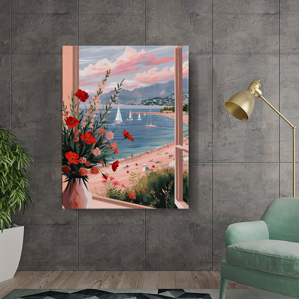 Seaside View With Flowers