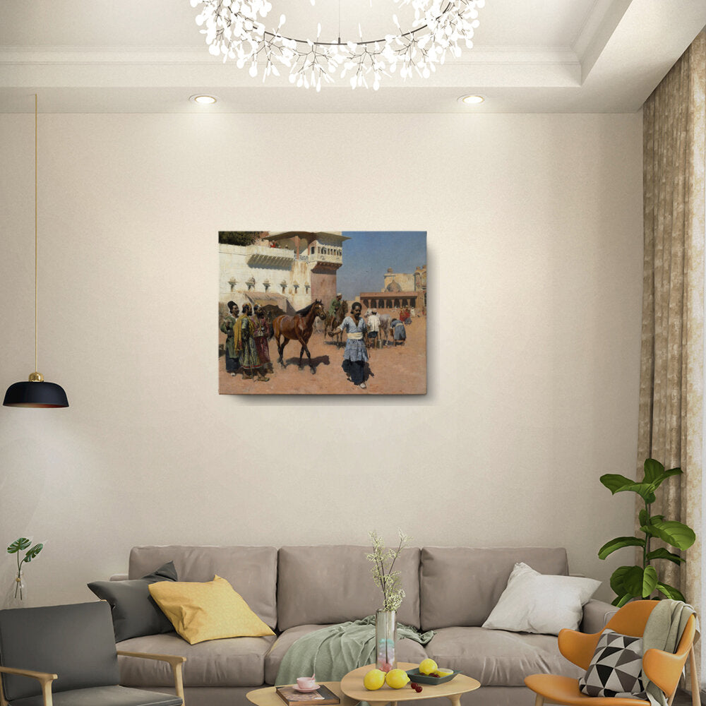 Marketplace Scene With Horse - Wall Canvas