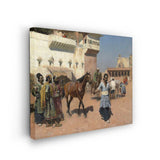 Marketplace Scene With Horse - Wall Canvas