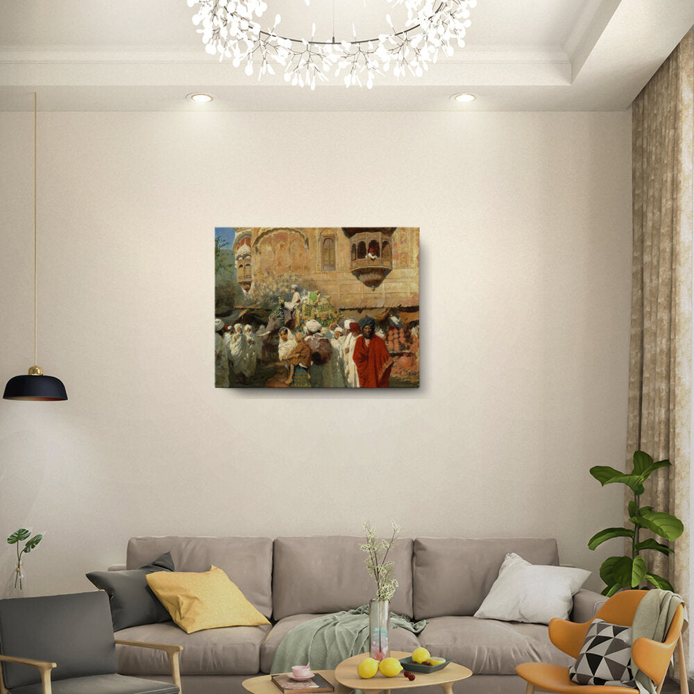 Colorful Marketplace Scene - Wall Canvas