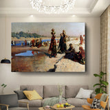 Kiran - Valipa - Women At The Water's Edge - Wall Canvas