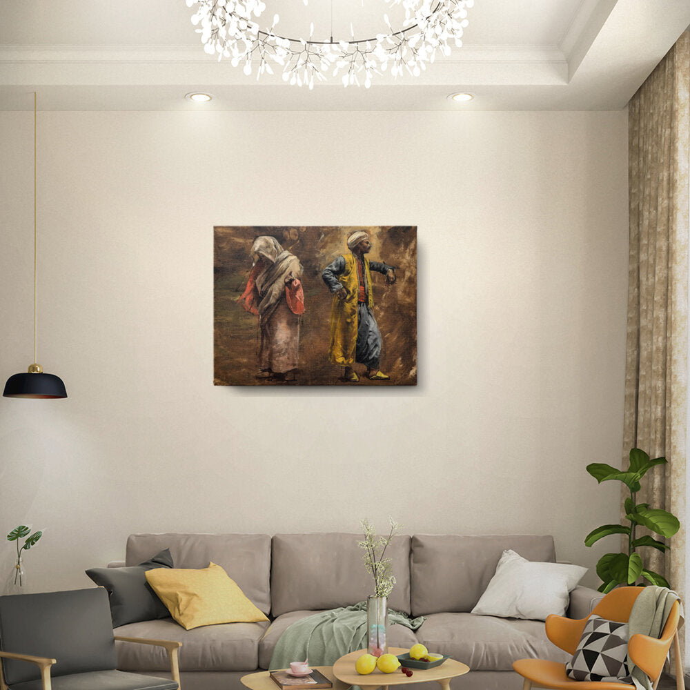 Men And Women In Traditional Attire - Wall Canvas