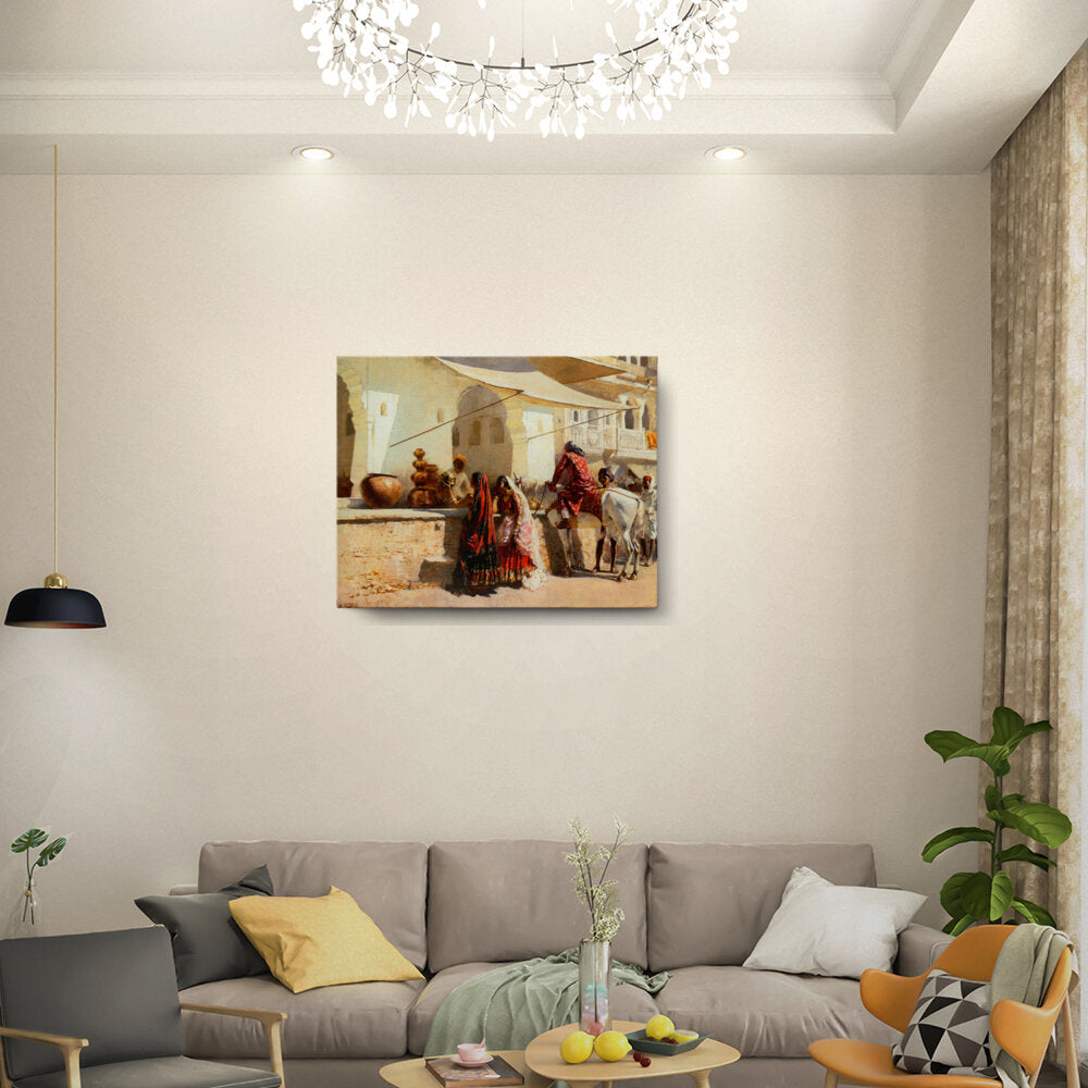 Village Market Scene - Wall Canvas