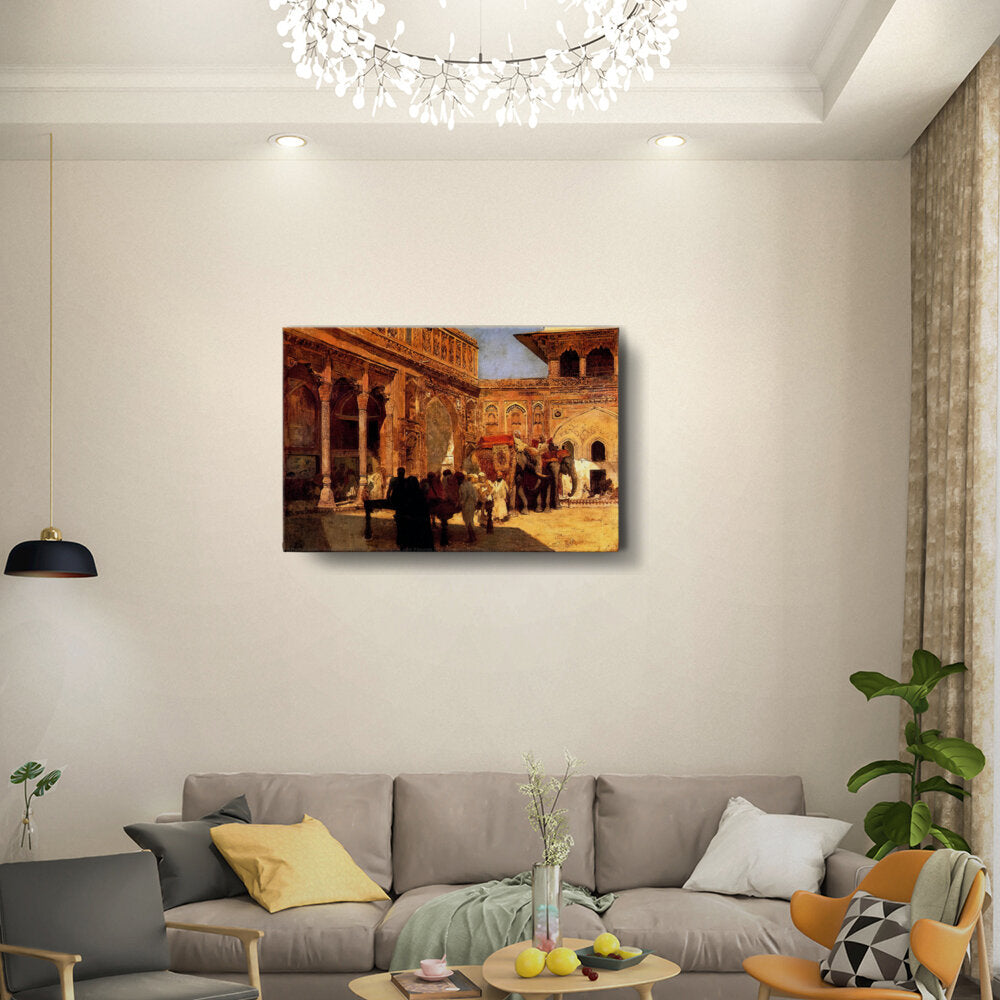 Elephants And Figures - Wall Canvas