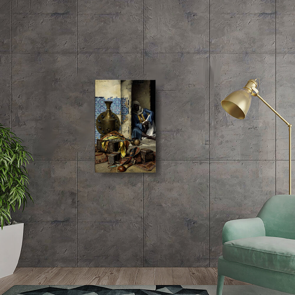 Resting Musician In A Courtyard - Wall Canvas