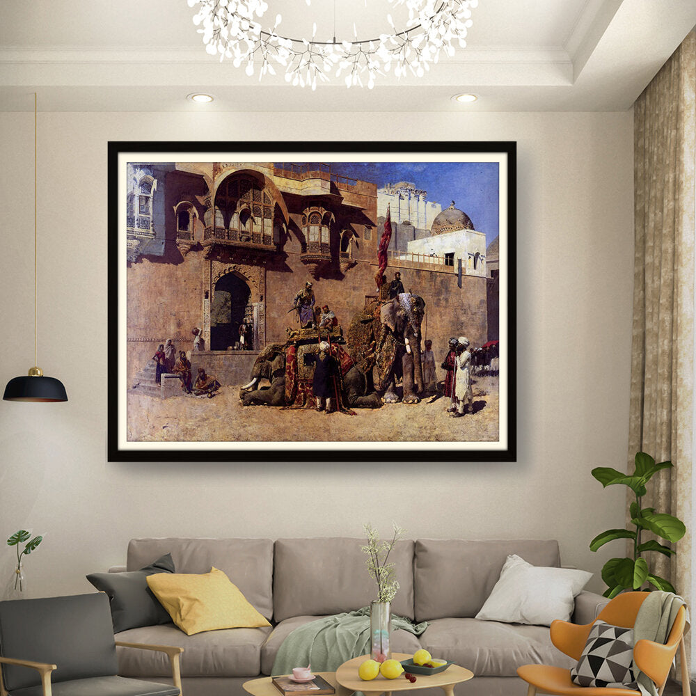 Kiran - Valipa - Royal Elephant Procession - Framed Wall Art