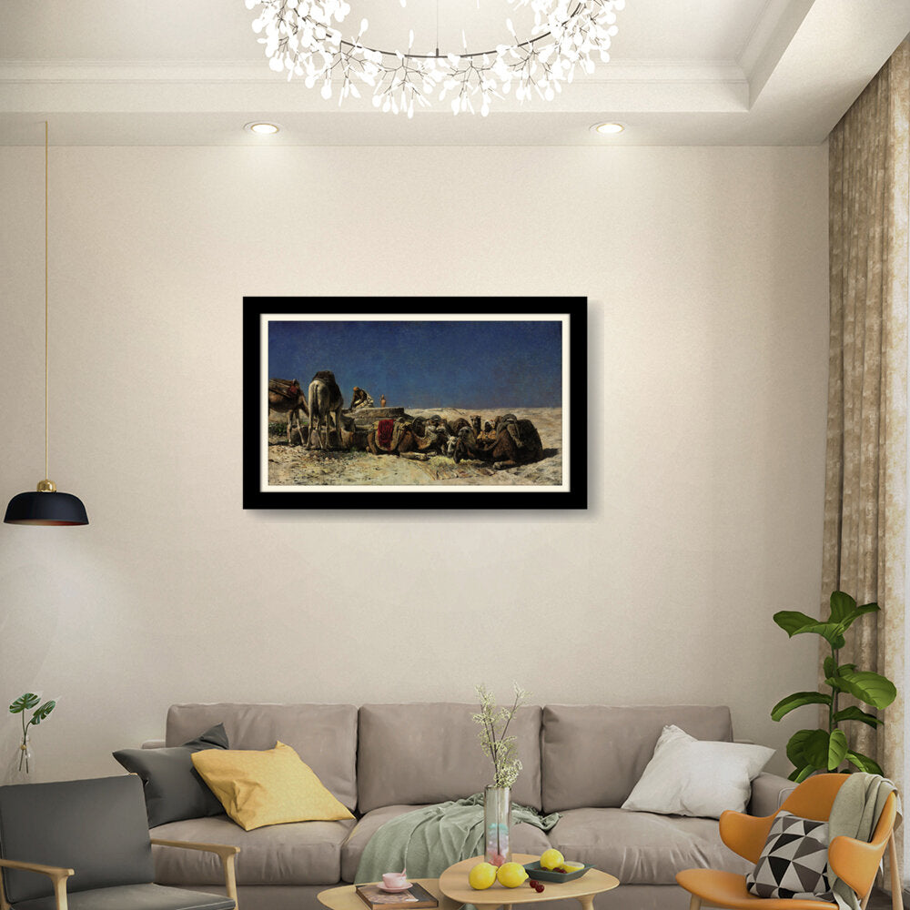 Camel Caravan Resting - Framed Wall Art