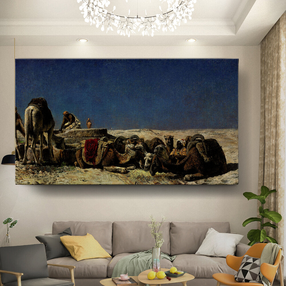 Kiran - Valipa - Camel Caravan Resting - Wall Canvas