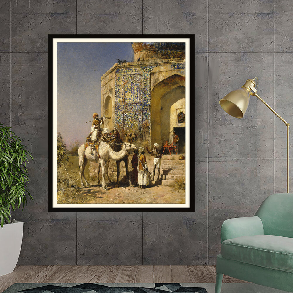 Kiran - Valipa - Camel Caravan At The Historical Site - Framed Wall Art